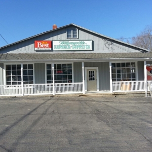 building with a sign